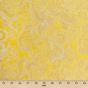 Silver Paisley Metallic Brocade Fabric SV571195 Yellow / Silver 4
