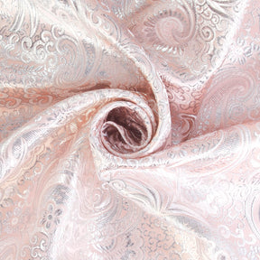 Silver Paisley Metallic Brocade Fabric SV571196 Peach / Silver 2