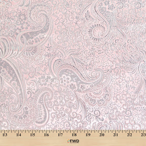 Silver Paisley Metallic Brocade Fabric SV571196 Peach / Silver 4