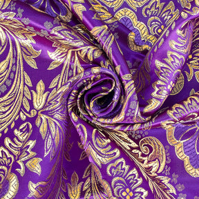 Floral Metallic Brocade Fabric SV571198 Purple / Gold Image A2