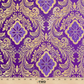 Floral Metallic Brocade Fabric SV571198 Purple / Gold Image A9