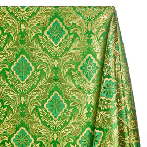 Floral Metallic Brocade Fabric SV571199 Kelly Green / Gold Image A1