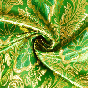 Floral Metallic Brocade Fabric SV571199 Kelly Green / Gold Image A2