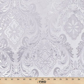 Floral Metallic Brocade Fabric SV571205 White / Silver Image A9