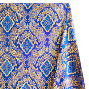 Floral Metallic Brocade Fabric SV571206 Royal Blue / Gold Image A1