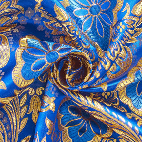 Floral Metallic Brocade Fabric SV571206 Royal Blue / Gold Image A2