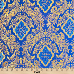 Floral Metallic Brocade Fabric SV571206 Royal Blue / Gold Image A9