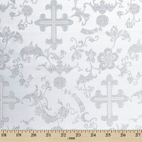 Church Cross Metallic Brocade Fabric SV571207 White / Silver 4