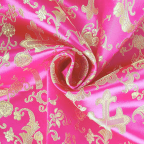 Church Cross Metallic Brocade Fabric SV571209 Fuchsia / Gold 2
