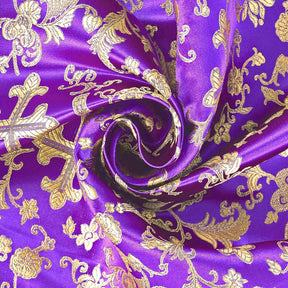 Church Cross Metallic Brocade Fabric SV571210 Purple / Gold 2