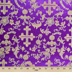 Church Cross Metallic Brocade Fabric SV571210 Purple / Gold 4