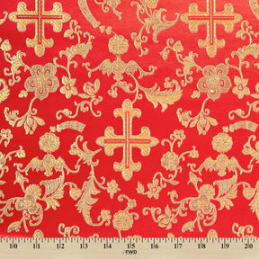 Church Cross Metallic Brocade Fabric SV571211 Red / Gold 4