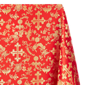 Church Cross Metallic Brocade Fabric SV571211 Red / Gold 1
