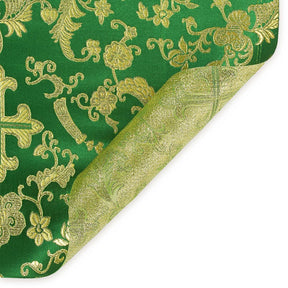 Church Cross Metallic Brocade Fabric SV571214 Kelly Green / Gold 3