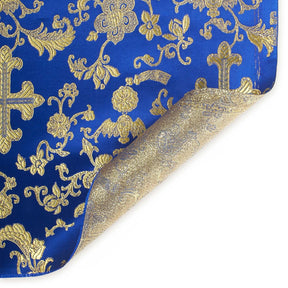 Church Cross Metallic Brocade Fabric SV571215 Royal Blue / Gold 3