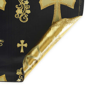 Clerical Cross Metallic Brocade Fabric SV574869 Black / Gold A5