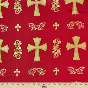 Clerical Cross Metallic Brocade Fabric SV574870 Burgundy / Gold A9