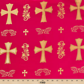Clerical Cross Metallic Brocade Fabric SV574871 Fuchsia / Gold A9