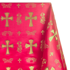 Clerical Cross Metallic Brocade Fabric SV574871 Fuchsia / Gold A1