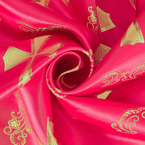 Clerical Cross Metallic Brocade Fabric SV574871 Fuchsia / Gold A2