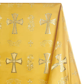 Clerical Cross Metallic Brocade Fabric SV574872 Gold / Gold A1