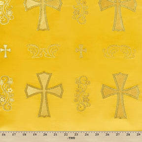 Clerical Cross Metallic Brocade Fabric SV574872 Gold / Gold A9