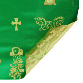 Clerical Cross Metallic Brocade Fabric SV574873 Kelly Green / Gold A5
