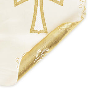 Clerical Cross Metallic Brocade Fabric SV574874 Ivory / Gold A5