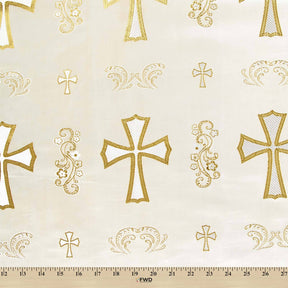 Clerical Cross Metallic Brocade Fabric SV574874 Ivory / Gold A9