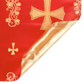Clerical Cross Metallic Brocade Fabric SV574876 Red / Gold A5