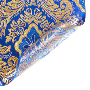 Floral Metallic Brocade Fabric SV571206 Royal Blue / Gold Image A5