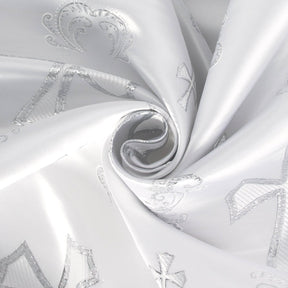 Clerical Cross Metallic Brocade Fabric SV574878 White / Silver A2