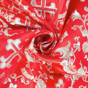 Church Cross Metallic Brocade Fabric SV577692 Red / Silver 2