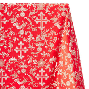 Church Cross Metallic Brocade Fabric SV577692 Red / Silver 1