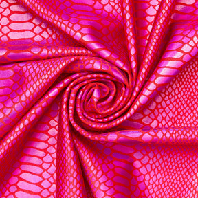 Snake Scale Hologram Tricot Foil Fabric SV577971 Red / Fuchsia 1