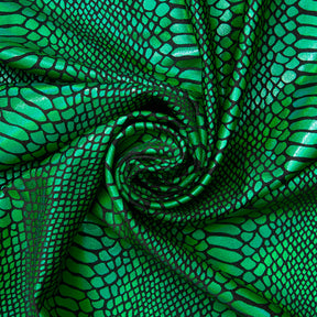 Snake Scale Hologram Tricot Foil Fabric SV577974 Black / Green 1