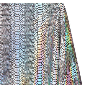 Snake Scale Hologram Tricot Foil Fabric SV577975 Black / Silver 2