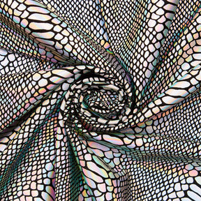 Snake Scale Hologram Tricot Foil Fabric SV577975 Black / Silver 1