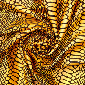 Snake Scale Hologram Tricot Foil Fabric SV577976 Black / Gold 1