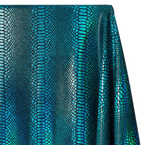 Snake Scale Hologram Tricot Foil Fabric SV577977 Black / Turquoise 2