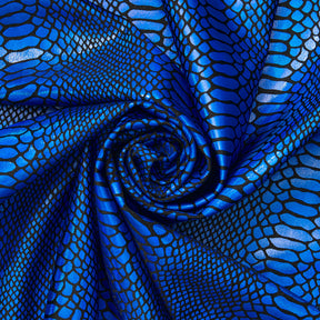Snake Scale Hologram Tricot Foil Fabric SV577978 Black / Royal Blue 1