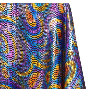 Snake Scale Hologram Tricot Foil Fabric SV577979 Black / Multi Color 2