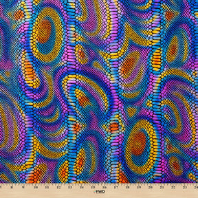 Snake Scale Hologram Tricot Foil Fabric SV577979 Black / Multi Color 3