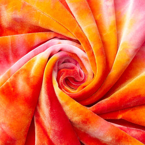 Tie Dye Stretch Velvet Fabric SV577994 Red/Orange 1
