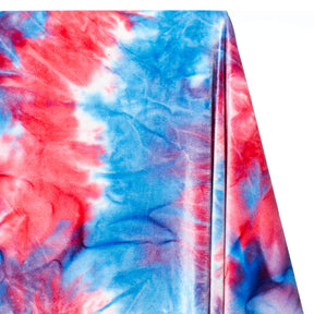 Tie Dye Stretch Velvet Fabric SV577995 Blue/Red 2