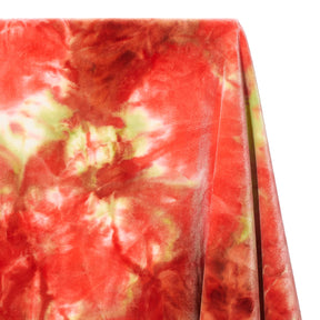 Tie Dye Stretch Velvet Fabric SV577998 Burgundy/Green 2