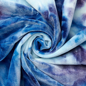 Tie Dye Stretch Velvet Fabric SV577999 Blue/Purple 1