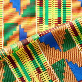 Ottertex® Printed Nylon Ripstop - Kente - Waterproof (PU Coated) & Water Repellent (DWR) - 70D, 2.2 oz Fabric Kente Print SV578011 Yellow Image A4