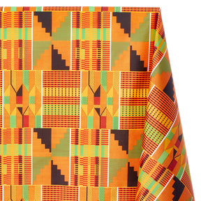 Ottertex® Printed Nylon Ripstop - Kente - Waterproof (PU Coated) & Water Repellent (DWR) - 70D, 2.2 oz Fabric Kente Print SV578012 Orange Image A1