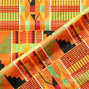 Ottertex® Printed Nylon Ripstop - Kente - Waterproof (PU Coated) & Water Repellent (DWR) - 70D, 2.2 oz Fabric Kente Print SV578012 Orange Image A4